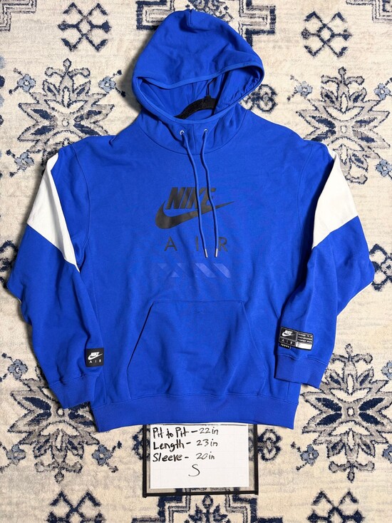 Nike Tops - Nike Air Hoodie Small Blue Pullover Sweatshirt White Sleeve Panels